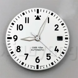 Pilot Style Watch Dial and Hand Sets with C3 Green Luminous - Available in Black, Blue, Green, and White - ETA PT5000 (Set type A)
