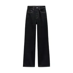 Vintage Denim Jacket and Pants Set for Women - Lapel Single Breasted with Pockets, Straight Leg Jeans, Spring Streetwear Outfit (Trousers)