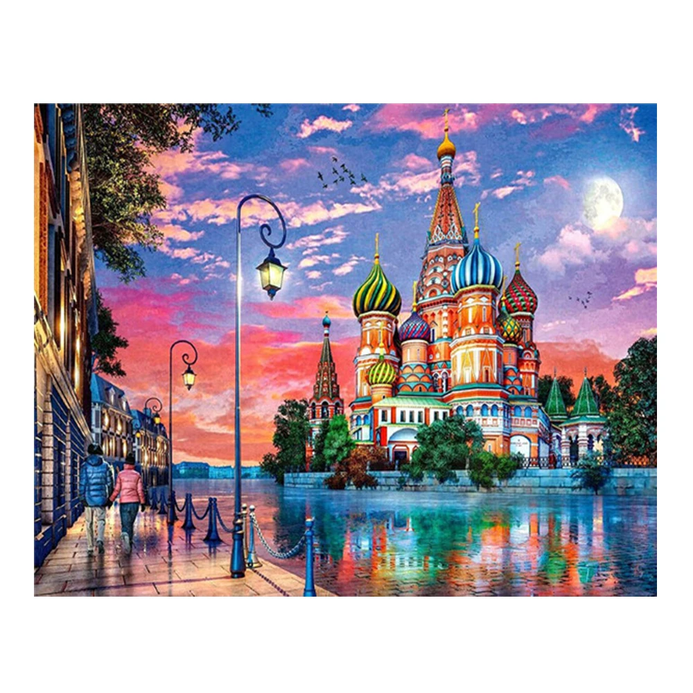 LZAIQIZG Evershine Diamond Embroidery City Castle Rhinestone Picture 5D DIY Diamond Painting Street Landscape Mosaic Kit Handmad