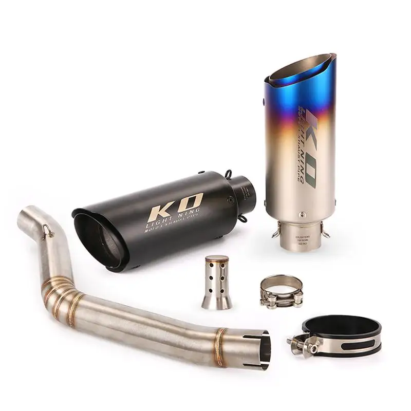 Motorcycle Exhaust Mid Link Pipe Slip-on For Benelli Leoncino 500 Any Year Muffler Silencer Connect Tube Stainless Steel Tips