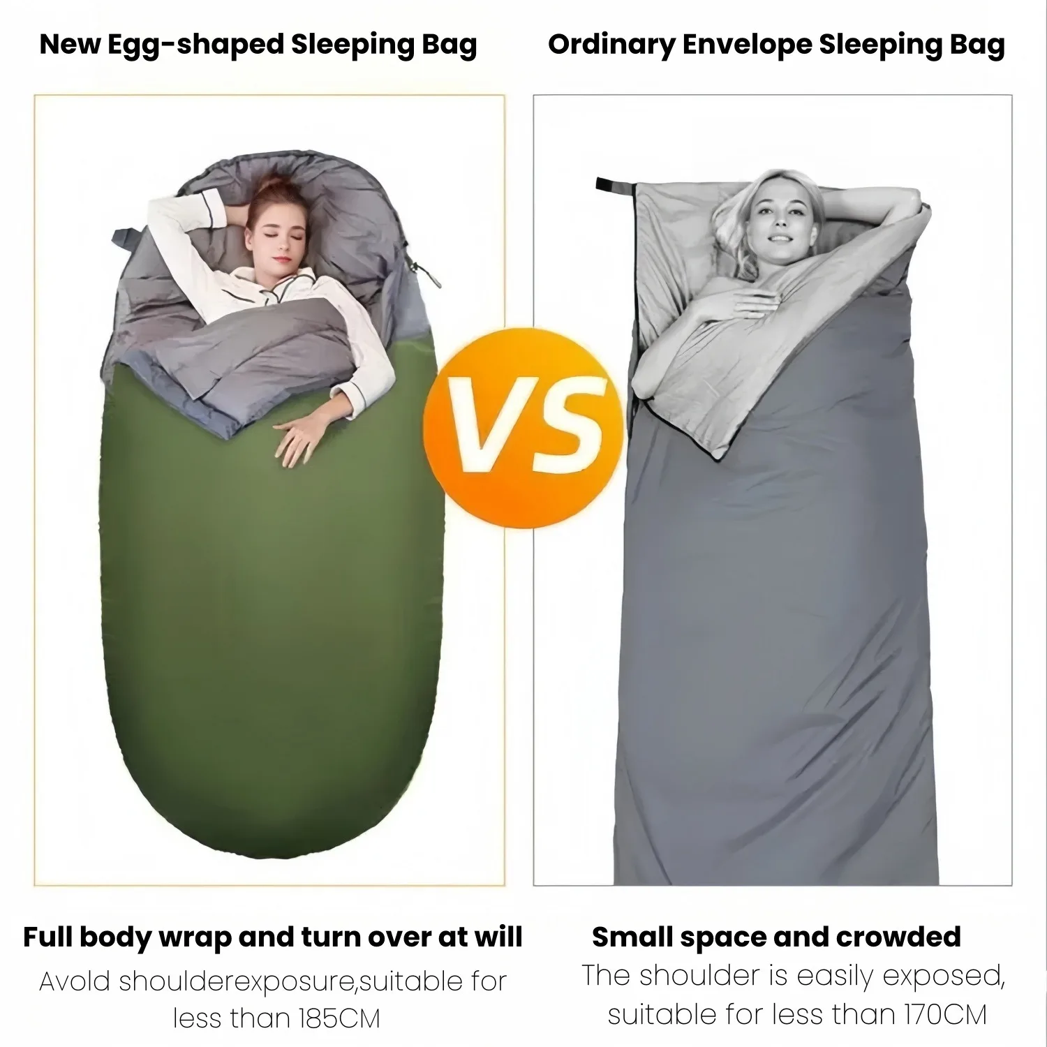 Outdoors Egg-shaped Enlarged And Extended Sleeping Bag Ultra-light Camping Sleeping Bag Warm Waterproof 230*100cm