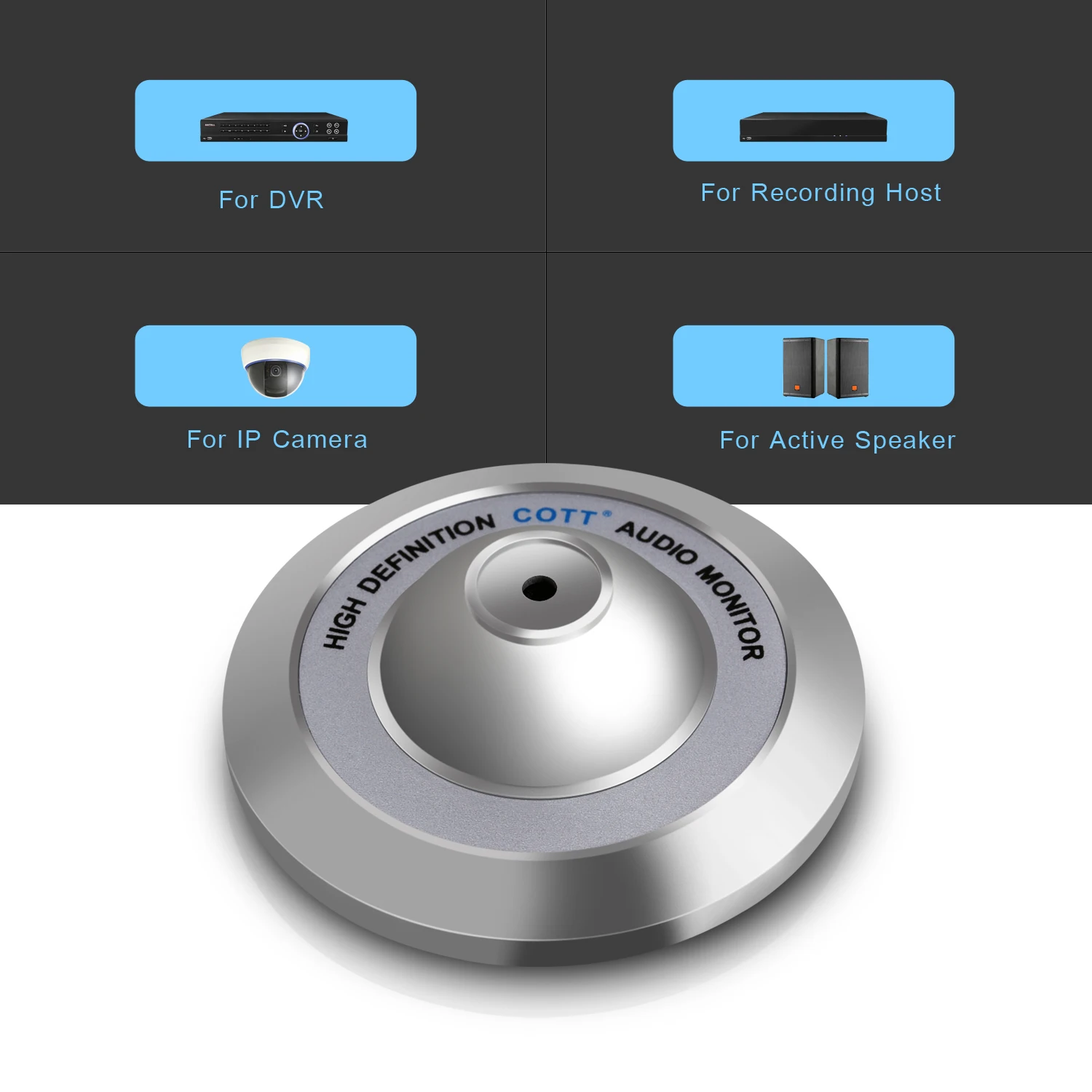 Vandal Proof CCTV Audio Microphone Security Accessories Aluminum Appearance Sound Monitoring IP Camera