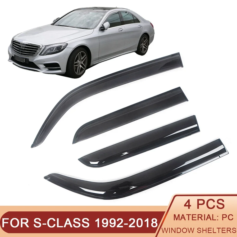 For Mercedes-Benz S-Class W140 W220 W221 W222 Auto Black Tinted Car Side Window Visor Guard Vent Awnings Shelter Rain Guard 