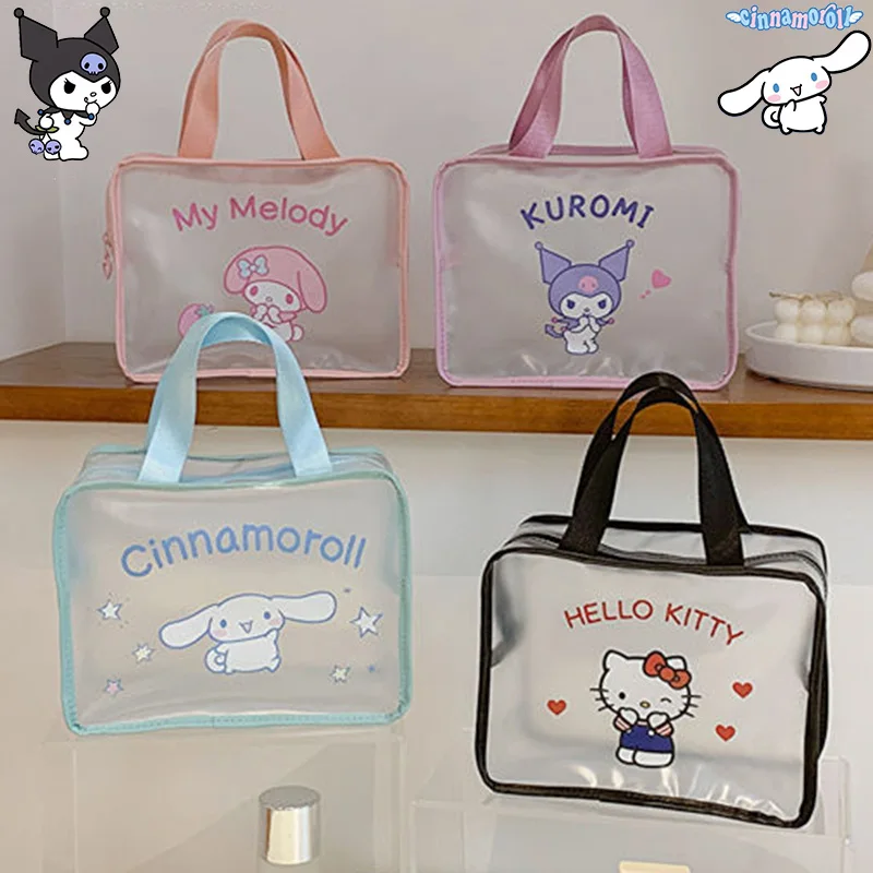 

New Sanrio Hello Kittys Kuromi Cinnamoroll My Melody Cosmetic Bags Cute Anime Waterproof High Capacity Washbag Birthday Gifts