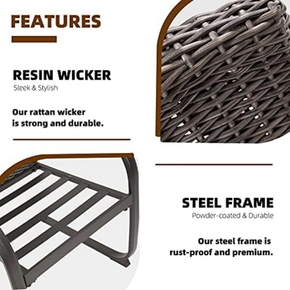 6 Piece Outdoor Wicker Dining Chairs All-Weather Spring Patio Furniture Dining Chairs Set of 6 with Cushions for Garden Backyard
