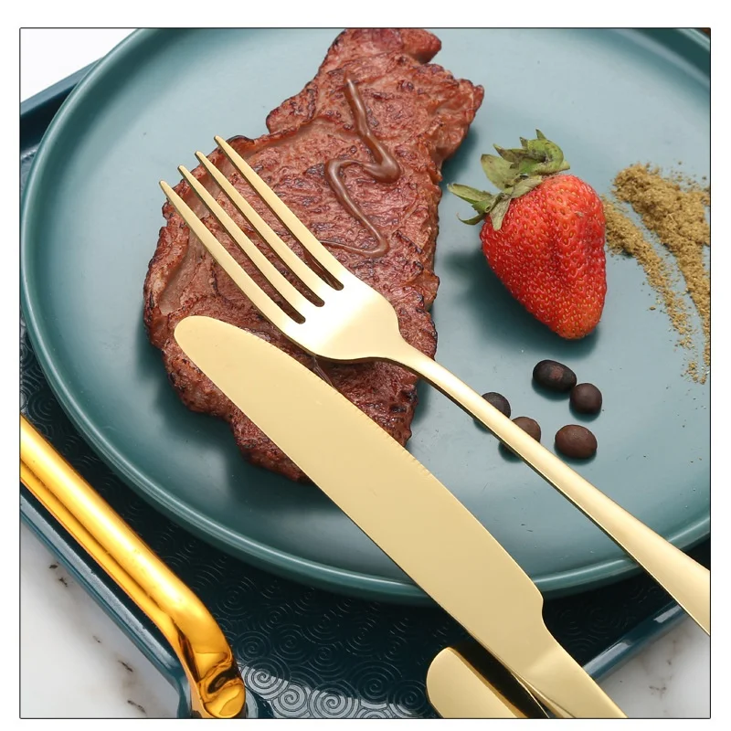 Gold Stainless Steel Cutlery Set for Restaurant and Home