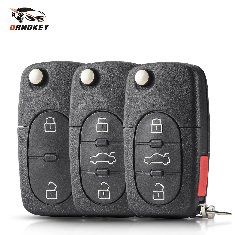 Dandkey Remote Car Key Shell Case Per Audi A2 A3 A4 A6 A8 Tt B5 Rs4 Quattr Cr2032/Cr1620/Cr1616 Portabatteria Fob Flip Cover