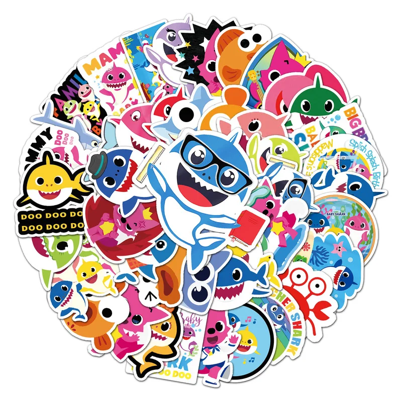Education Cartoon Baby Shark Stickers For Car Laptop Phone Stationery Decal Waterproof Graffiti Sticker for Kids Toys Gifts