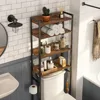 Over The Toilet Storage Rack, 4 Tier Bathroom Organizer Over Toilet, Freestanding Space Saver Toilet Stand with 2 Hooks, 4