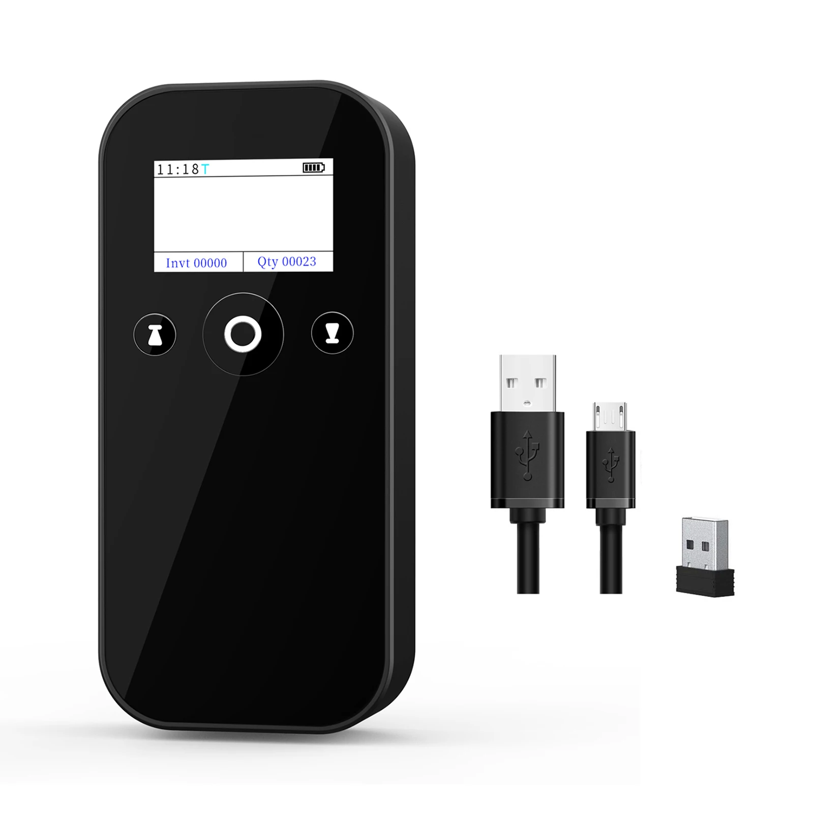 2D 1D Wireless USB 2.4G BT Barcode Scanner with Screen Display Handheld Bar Code Reader Battery Level Time Display Works