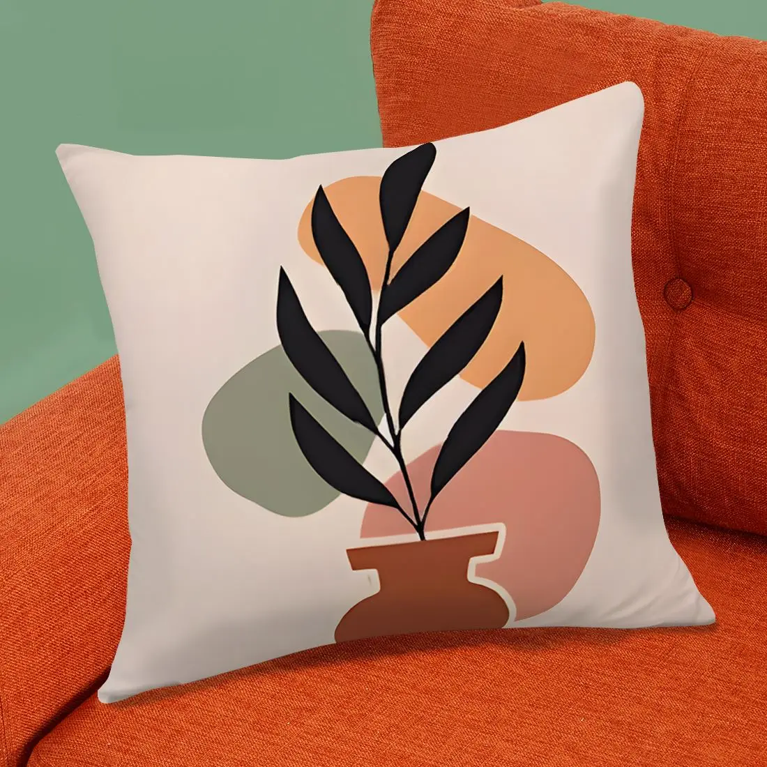 

Simple Illustration Plant Leaves Printed Pillowcase Minimalism Artistic Cushion Cover Life Style Home Sofa Decorative Pillowcase