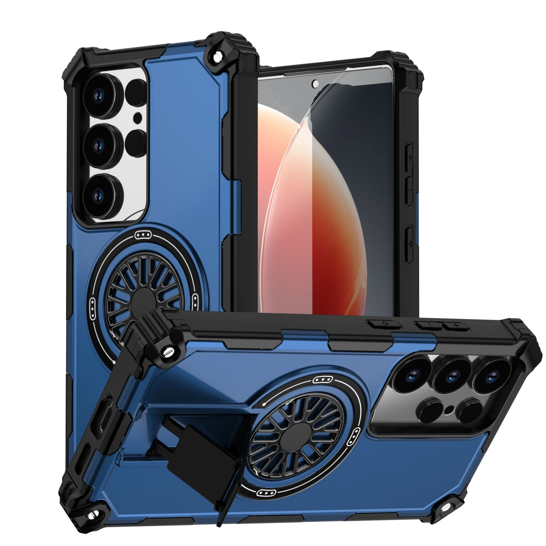 Military-Grade Magnetic Phone Case with Foldable Bracket and Armor Protection