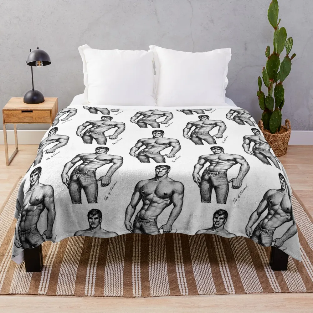 

Vintage Tom of Finland Sketch (White) Throw Blanket Thermal Blanket