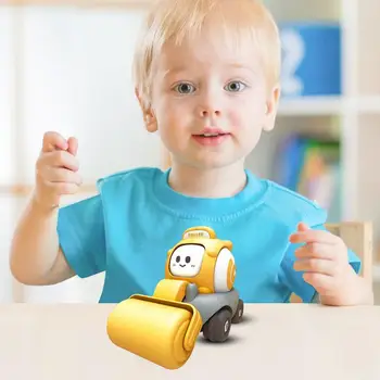 Children Cartoon Car Face Changing with Whistle Small Forklift Road Roller Bulldozer Excavator Inertia Toys for Kids Baby 2