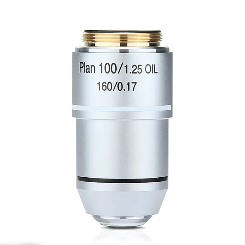 Biological Microscope Plan Objective Lens 4X 10X 20X 40X 60X 100X RMS Thread 160/0.17 195mm microscope objective lens