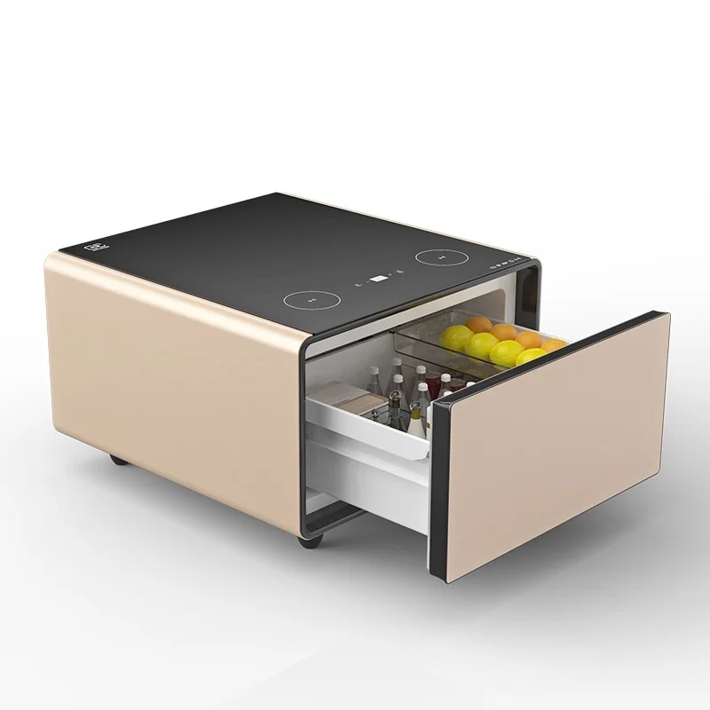 GoldSmartSideTableRefrigeratorWirelessChargingSmartCoffeeTable
