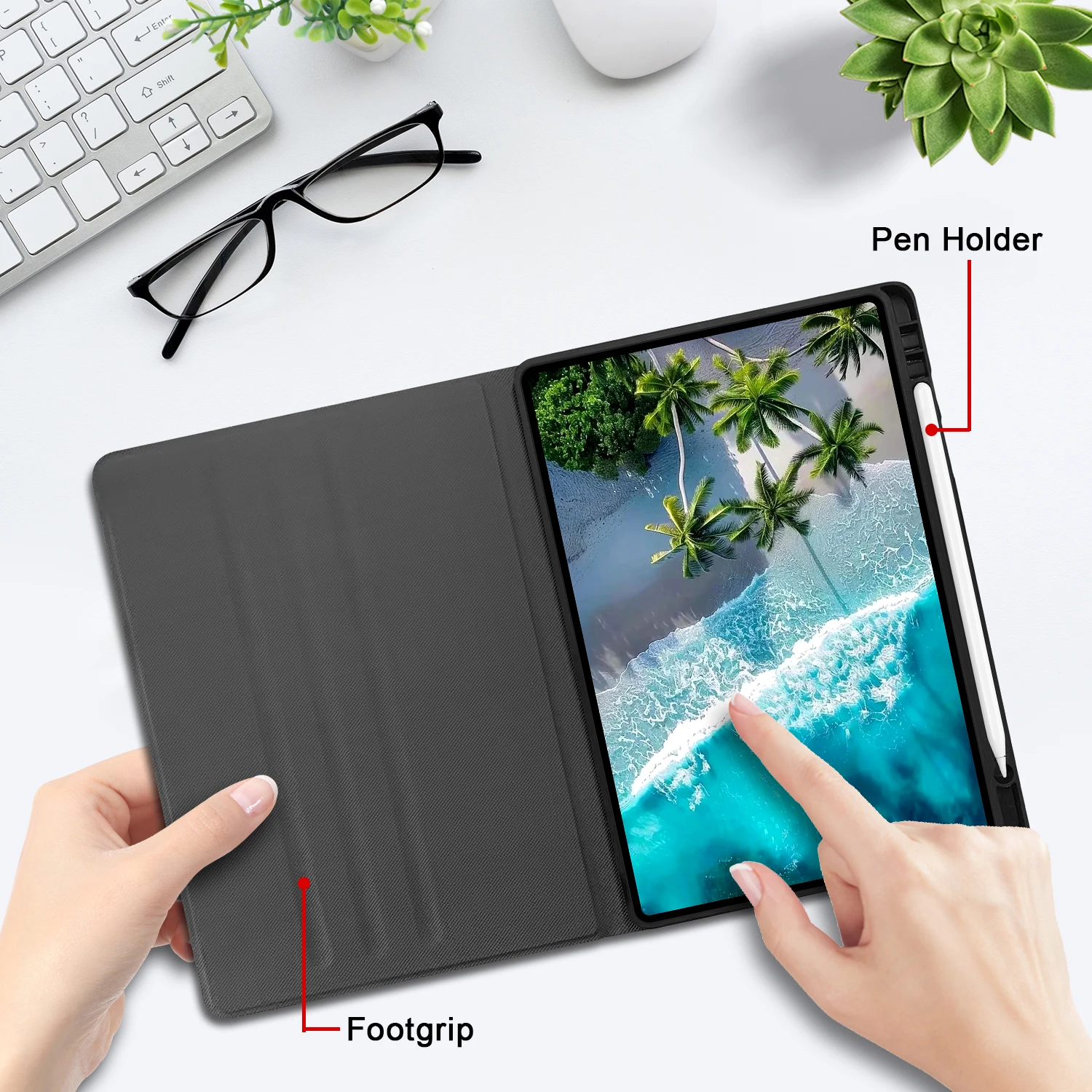 Premium Leather Tablet Case with Pen Holder