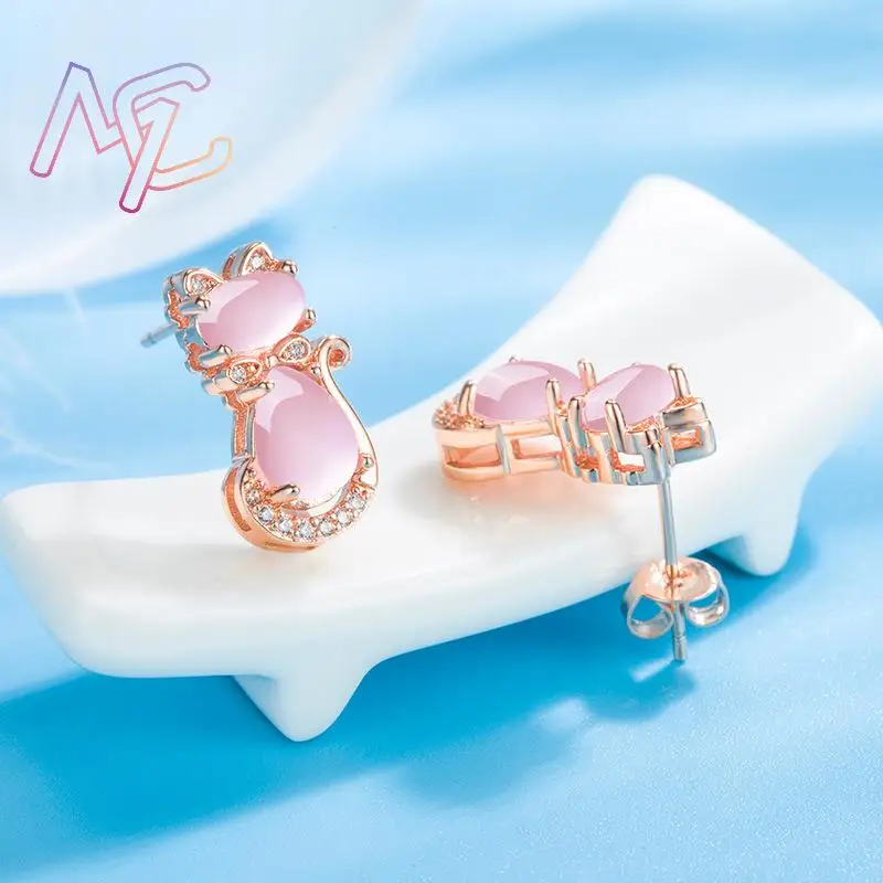Pink Natural Jade Cat Pendant Necklace Stone Gifts for Women Real Jewelry Rose Gold Plated Charm Fashion Accessories Designer pendant necklace