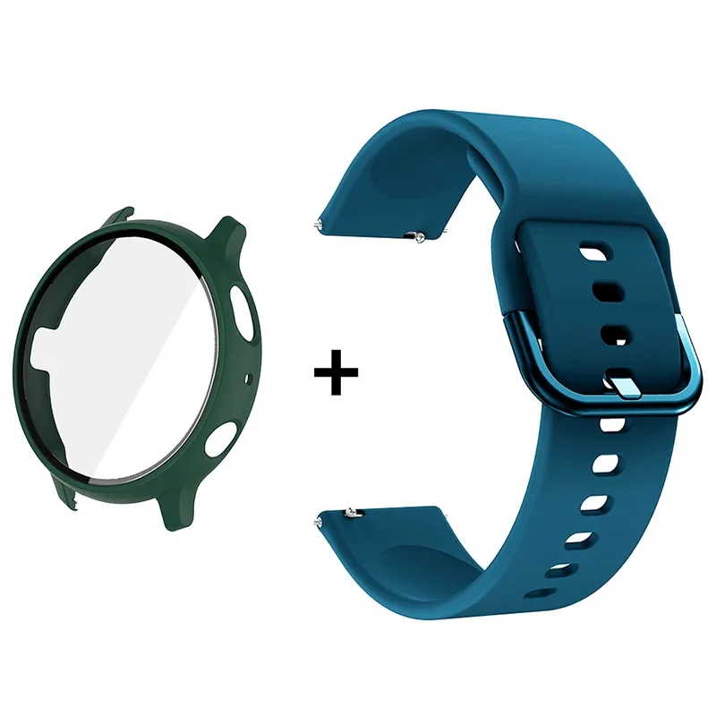 Premium Accessory Bundle: Glass Case, Strap, and Screen Protector with 20mm Watch Bands and PC+Bumper Cover
