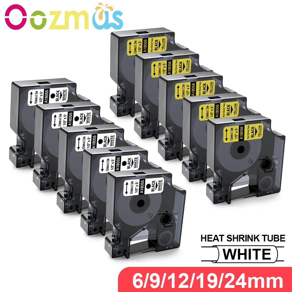 

10PK 18056 18053 Compatible for DYMO Industrial Heat Shrink Tubes 18051 18052 18054 18057 18058 for Dymo Rhino 4200 Label Makers