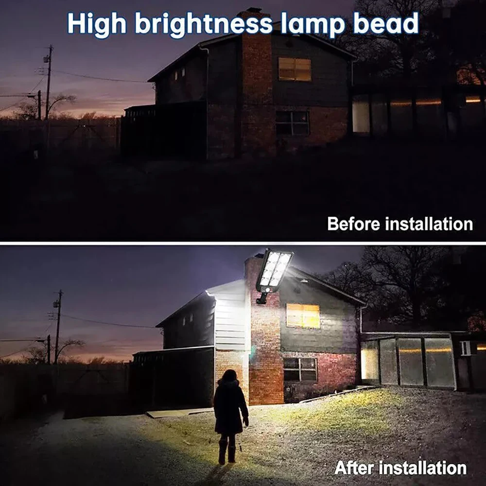 Solar Lights Outdoor Waterproof 200 LED Flood Lights Motion Sensor with Remote 3 Modes Street Lamp for Yard Garden Path