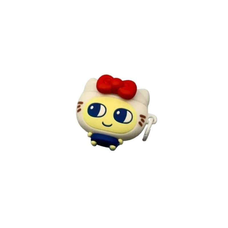 Red Bow Cat Ear AirPods Case - Big Eye Silicone Cover for AirPods 1/2/3/4/Pro/Pro2, Shockproof Anti-Scratch Headphone Protector