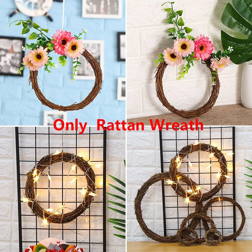 

Craft Window Door Hanging Wedding Wreaths Xmas Party Decorations Wreath Wicker Round/Heart Shape Rattan Garland Sepak Takraw