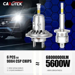 Wireless LED Car Headlight Bulb with Fan - 4 - Sided CSP Design, 6500K Brightness, 12V, Mini Auto Fog Lights (360 CSP Chip)