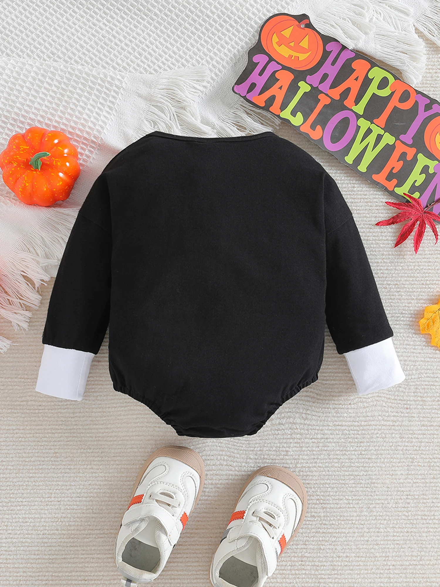 

Baby Halloween Costume Long Sleeve Romper Skull Bodysuit Fall Winter Outfit for Boys and Girls