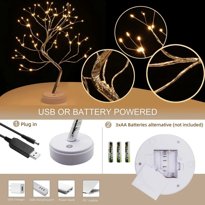 LED 트리 야간 조명 배터리 구동 스위치 인공 분재 체리 데스크탑 트리 LED 램프 조명 홈 가든 장