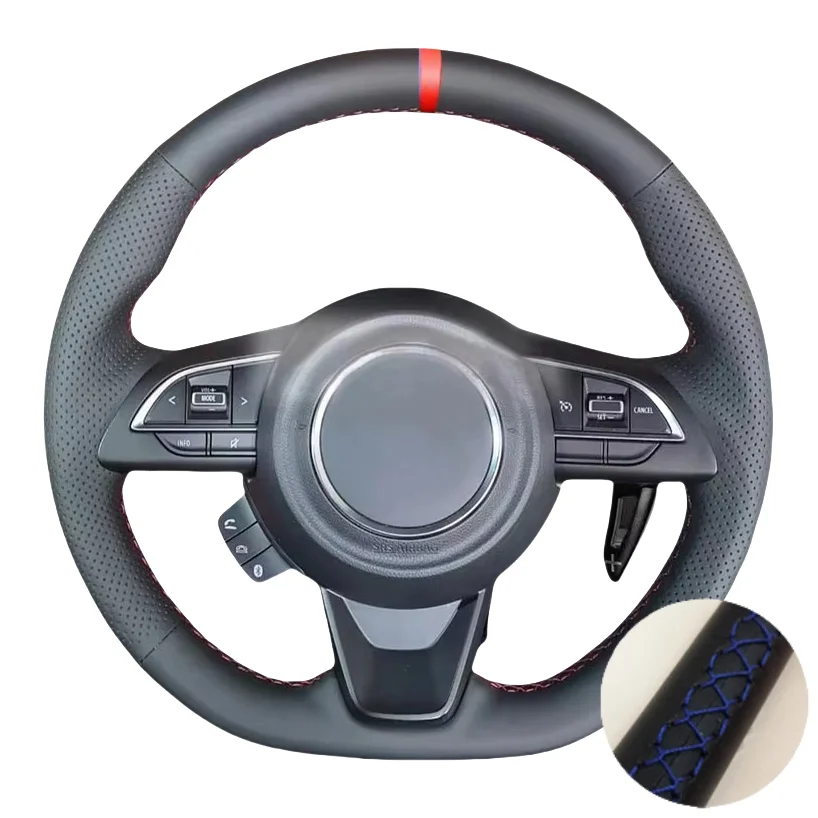 Deluxe Hand-Stitched Microfiber Leather Steering Wheel Cover