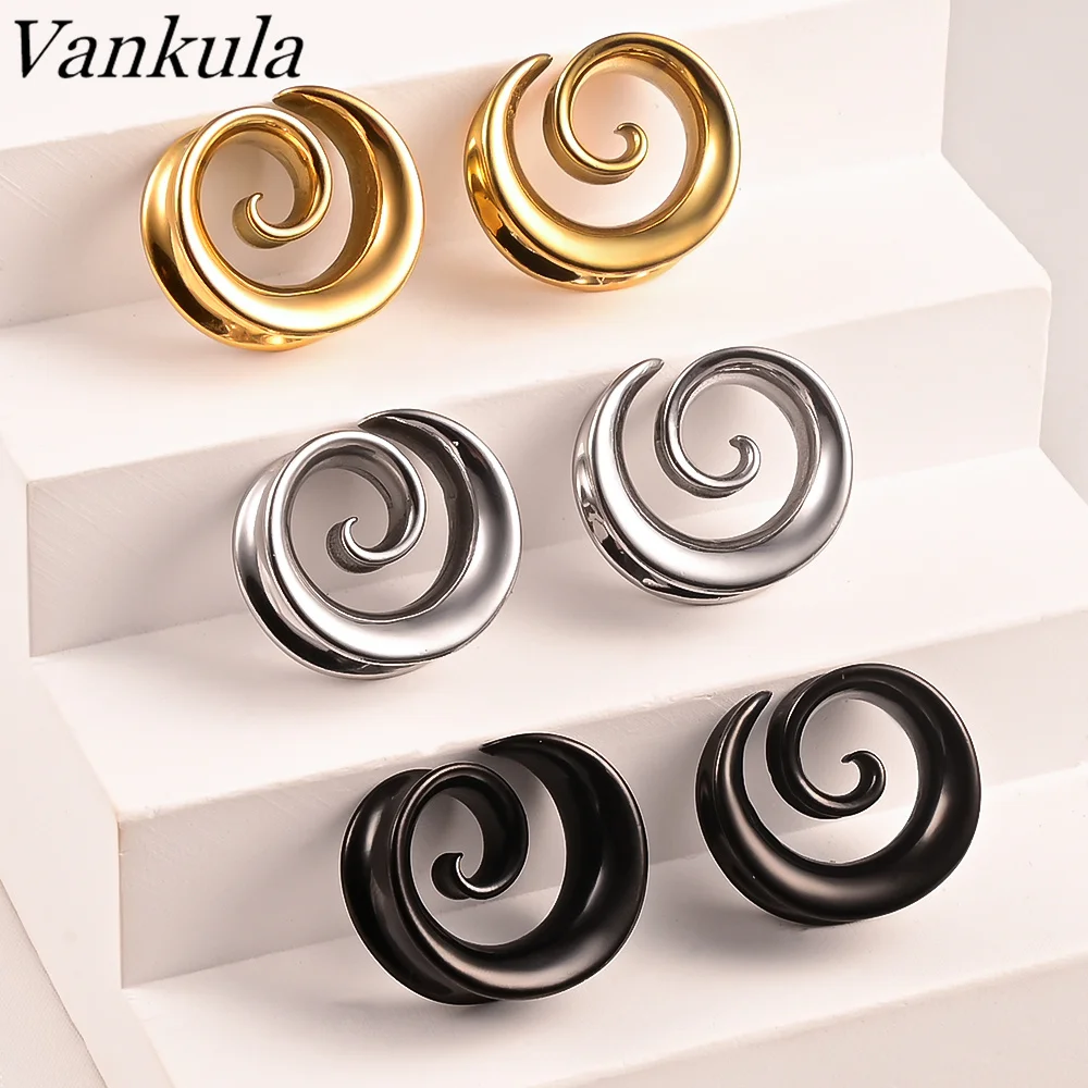 

Vankula 10PCS New Round Spiral Saddle Plugs Hangers for Stretched Lobe Ear Tunnels Gauges Plugs Piercing Body Jewelry