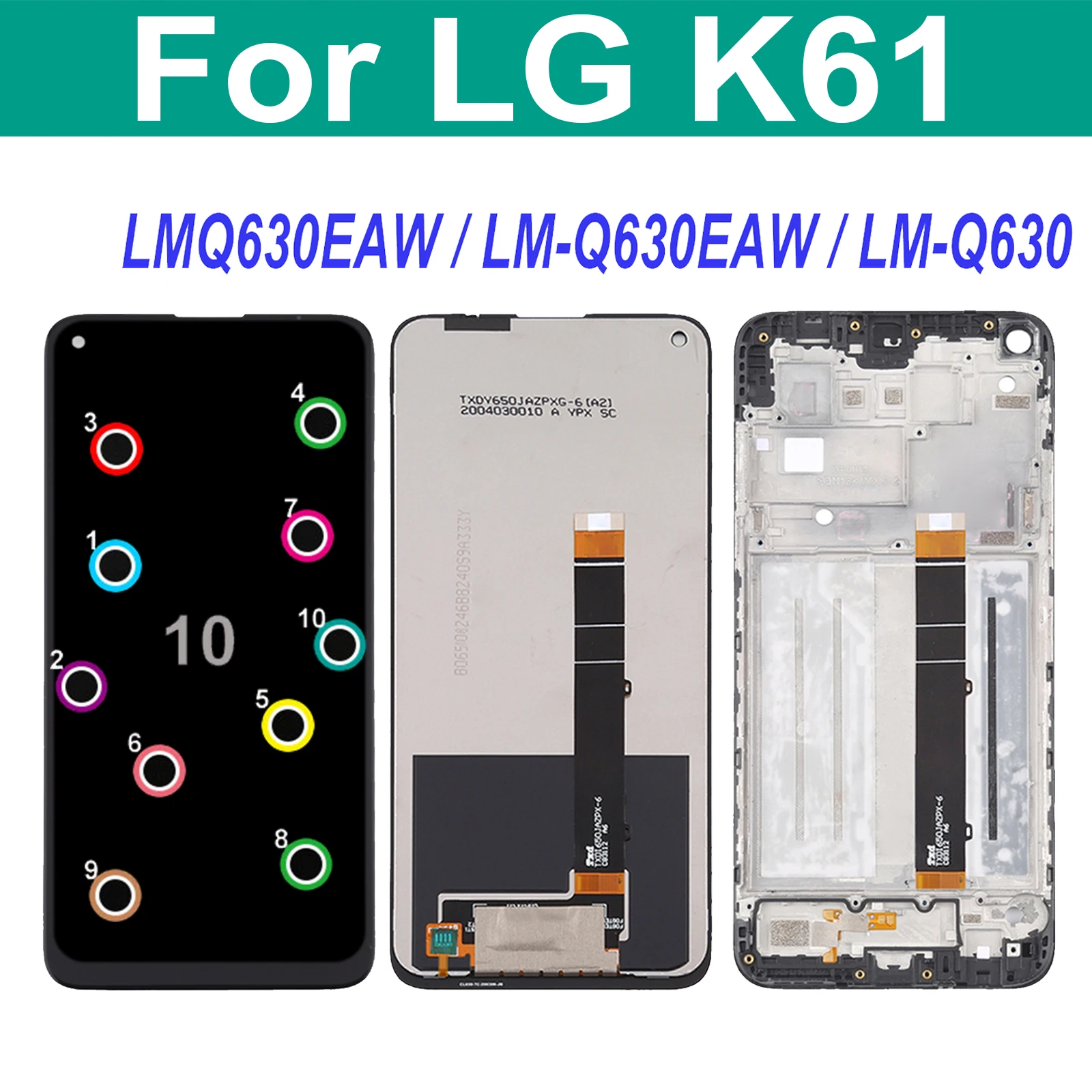

6.5'' Original For LG K61 LMQ630EAW LM-Q630 LCD Display Touch Screen Digitizer Assembly Repair Parts