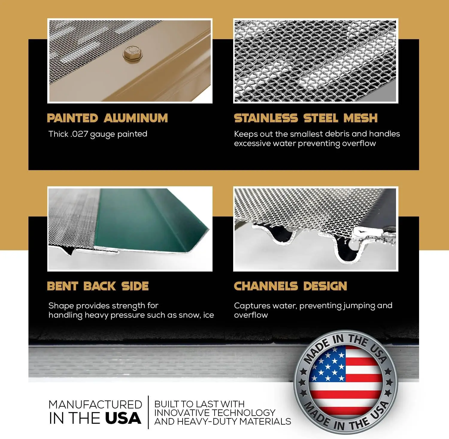Micromesh 6 inch Gutter Guards Leaf Protection 50 Feet Royal Brown Stainless Steel Mesh Aluminum Gutter Covers