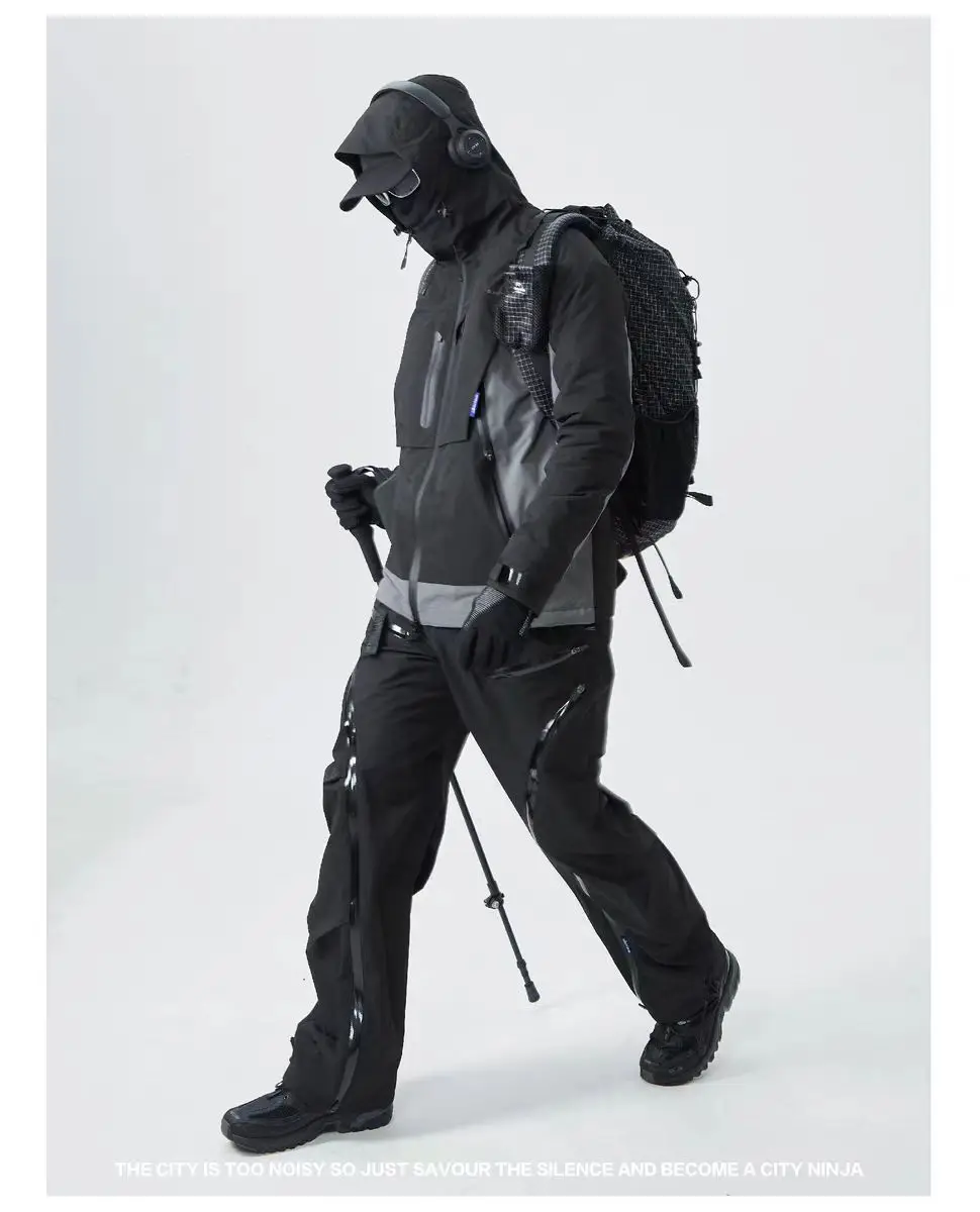 Silenstorm 24aw Outdoor straight leg soft shell pants integrated belt ykk zippers contrast color mesh techwear gorpcore