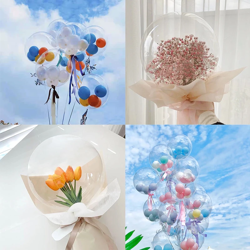 1-3pcs Pre-stretched Wide Neck BoBo Balloons Fillable Not Need Balloon  Stuffing Machine bubble house for Wedding Birthday Gifts