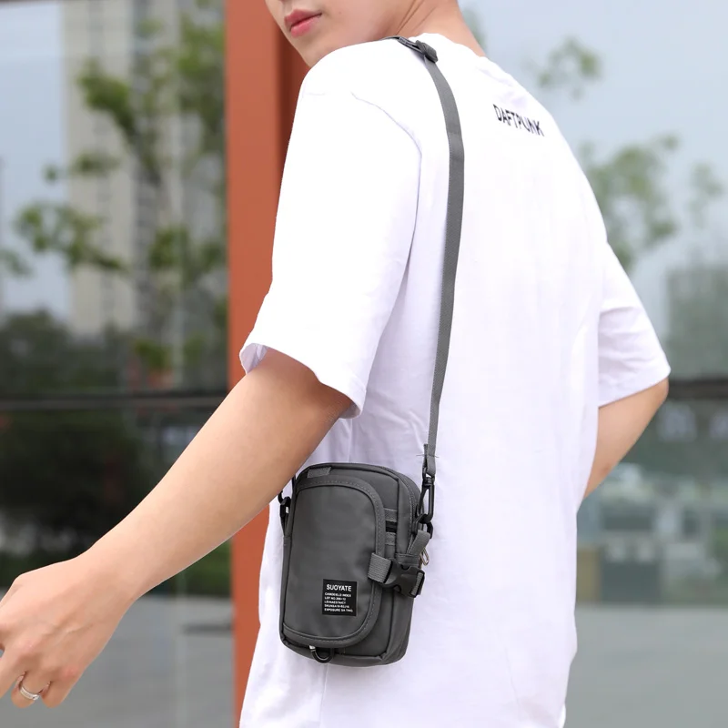 Fashion Multifunctional Men Small Shoulder Bag Durable Nylon Functional Fanny Pack Portable Messenger Bag Casual Mini Waist Pack