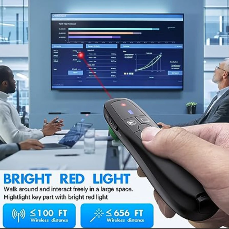 2.4G R400 Wireless Presenter Pen Pointers USB and USB C receiver AAA and Recharging for training teaching meeting