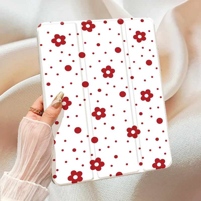 Retro Red Polka Dot Flowers Tablet Case