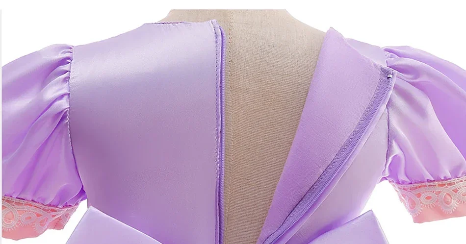 Mädchen Neue Fancy Girl Gestickte Blume Rapunzel Prinzessin Party Kleid Weihnachten Baby Mädchen Sofia Puff Sleeve Kleinkinder Ballkleider – Detail 6