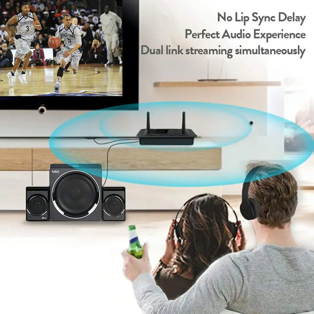 B03 Bluetooth 5.3 Transmitter Receiver TV Home Stereo Headphones aptX Low Latency HD Adapter Splitter RCA AUX 3.5mm Input/Output