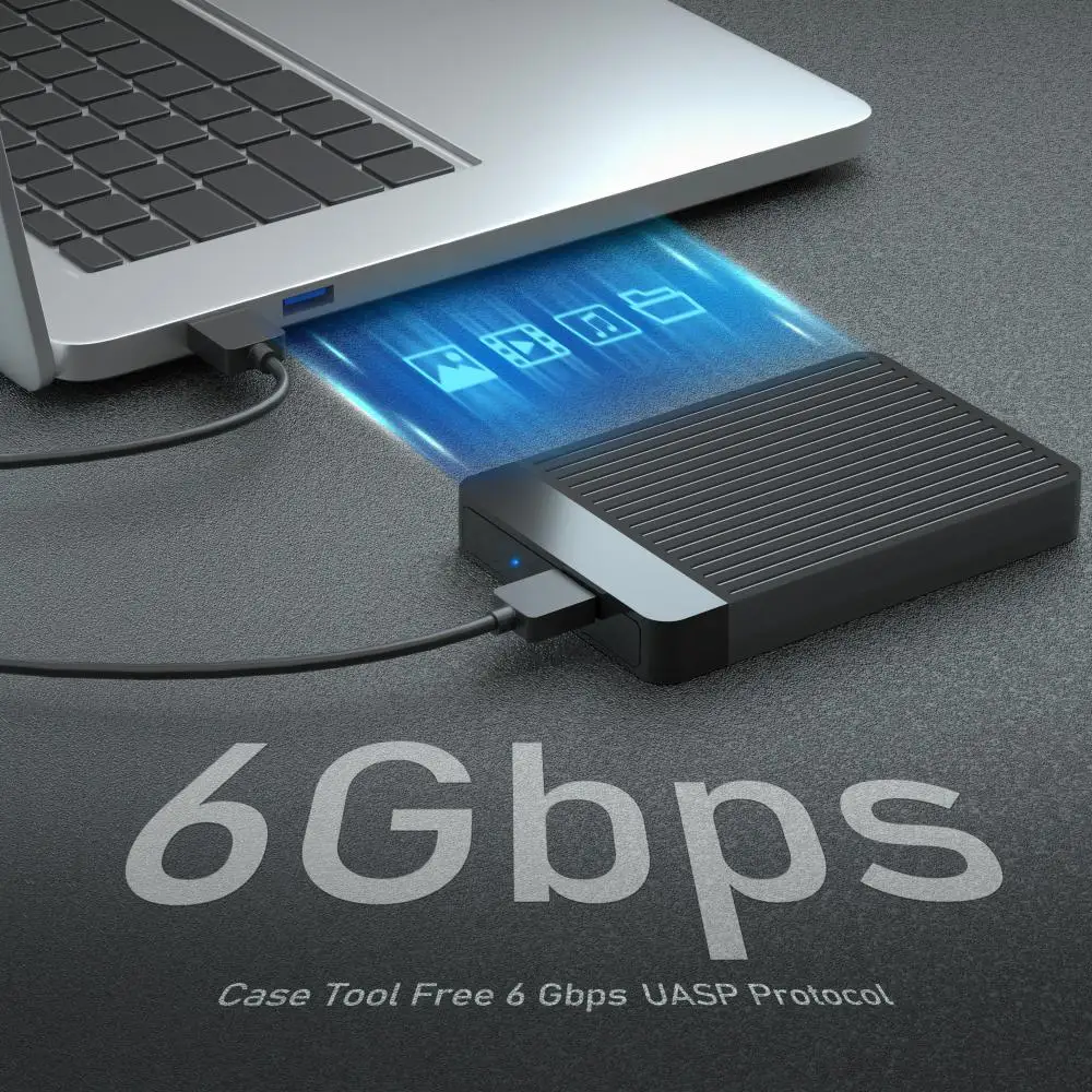 휴대용 2.5 SATA에서 USB 3.0 어댑터, 하드 드라이브 외장 스토리지 HDD 케이스, SSD 디스크 HDD 박스용, USB3.0 C 타입 케이블 포함