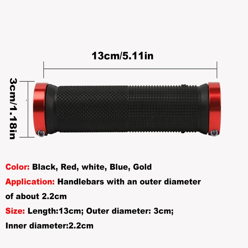 Bicycle Handlebar Grips Bicycle Rubber Grips MTB Alloy Lock Bilateral Lock Handlebar Grips Anti Slip Cycling Handlebar Sleeve 1 Pair