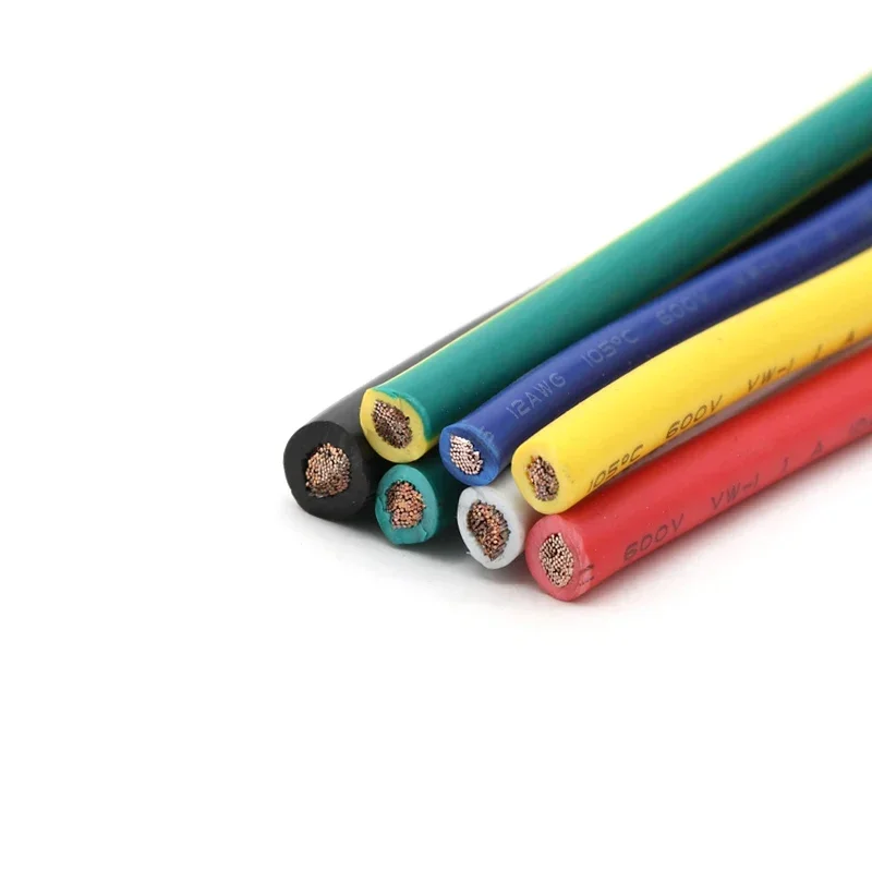 Cable eléctrico multitrenzado de cobre estañado, Cable de iluminación de lámpara de PVC, línea de bricolaje, 2/5/10M, 24, 22, 20, 18, 16, 14, 12, 10, 8 AWG, UL1015, 600V