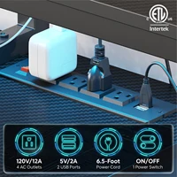 L Shaped Gaming Desk 71" Computer Desk Power Outlets Monitor Stand Adjustable Shelf Cup Holder Hooks Home Office Black 5