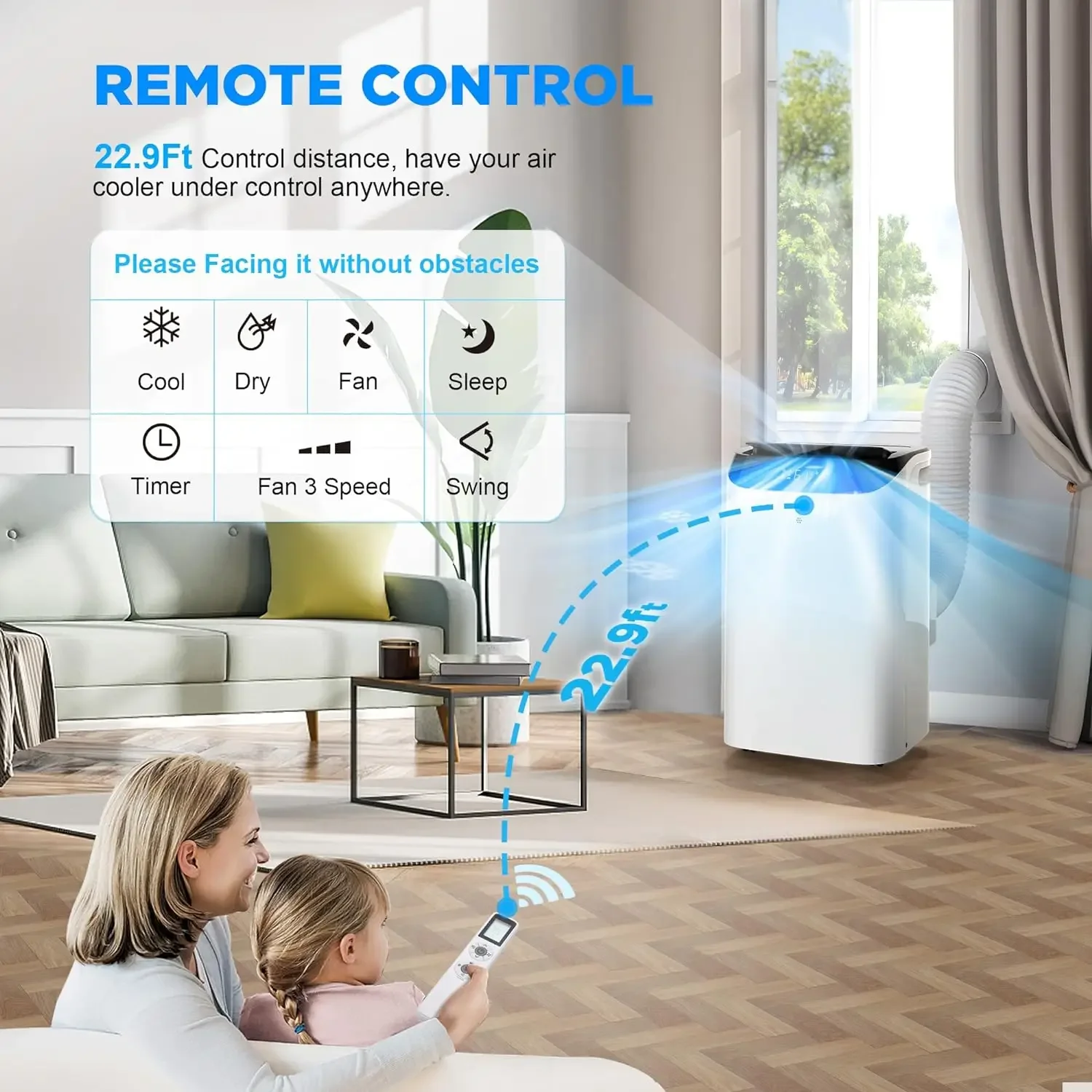 Air Conditioners with Remote Control, 3-in-1 Free Standing Cooling AC Unit with Fan & Dehumidifier, Cools Roo 4