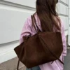 Faux Suede Tote Bags For Women Luxury Designer Handbags Purses 2025 New In Vintage Large Capacity Shoulder Custom Name Initials 5