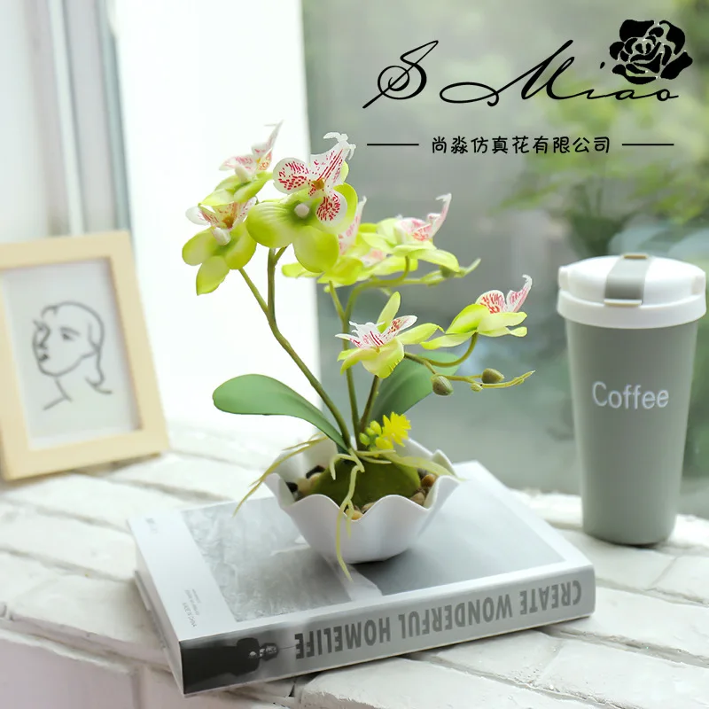 Artificial & Dried Flowers classic New Simulation Flower Phalaenopsis Bonsai Creative Decoration Simulation Plant Interior Decoration Orchid Green Plant flower fall artificial flora artificial & dried floral