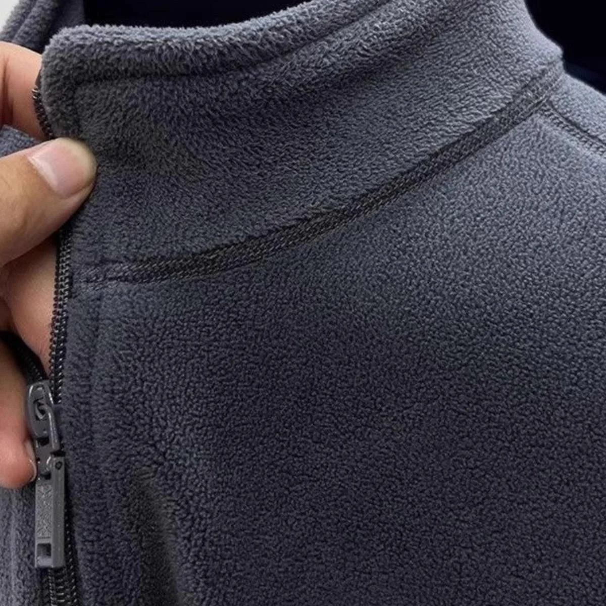 Men's Fce Long Sve Cardigan Jaet Loose Fit Stand Collar Trendy Brand Autumn Winter Casual Wear Zipper Closure  C...