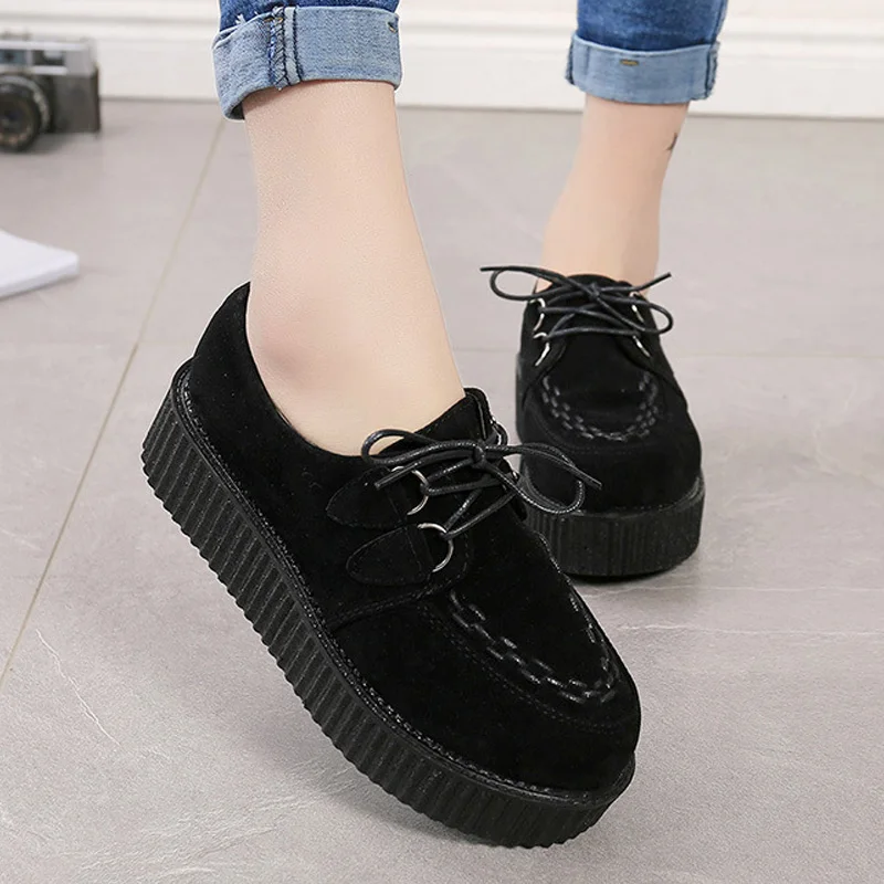 Creeper Shoes Black Women Creepers Shoes Woman Women's Loafers 2022 2023 New Woman